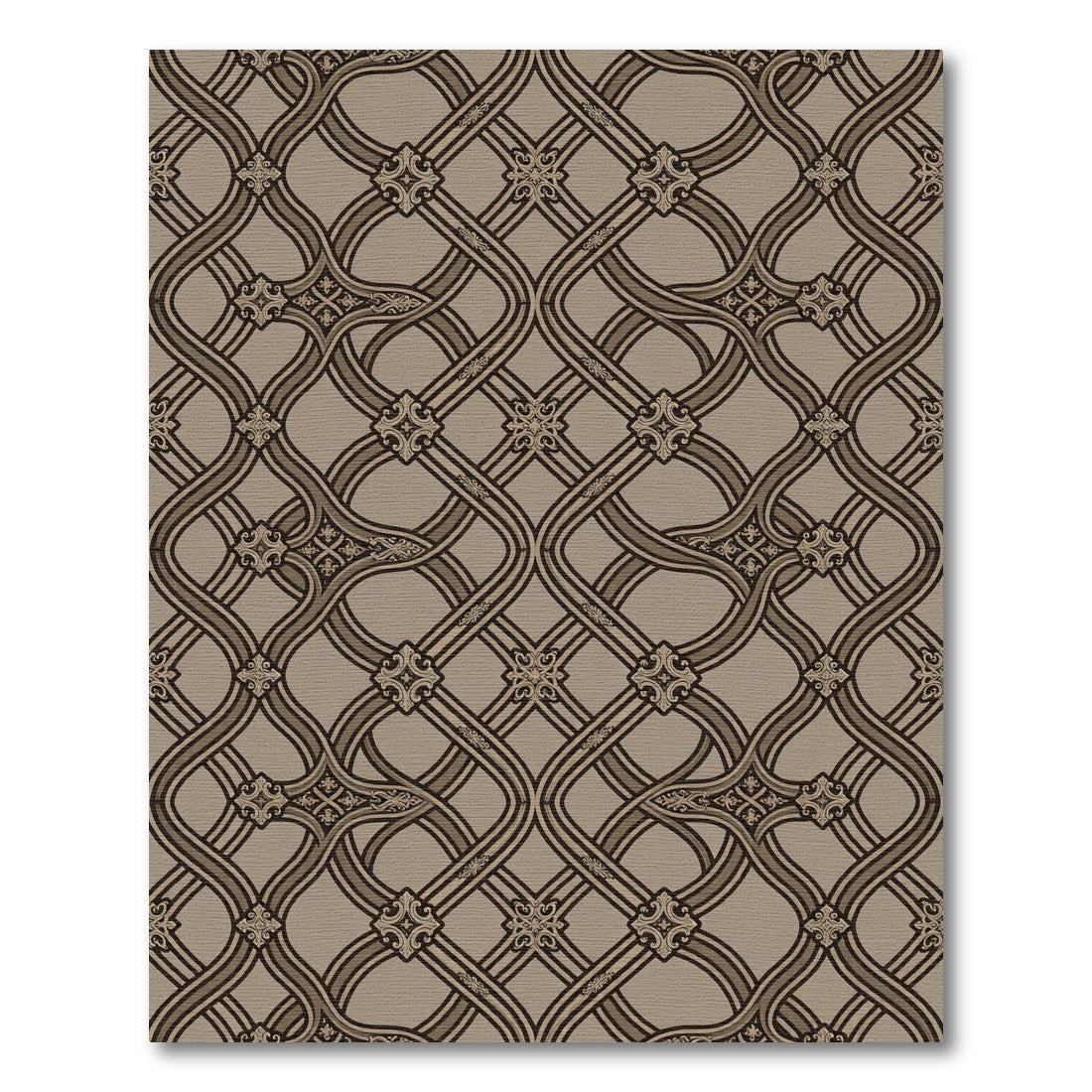 Brown Intertwined Geometric Trellis Rug