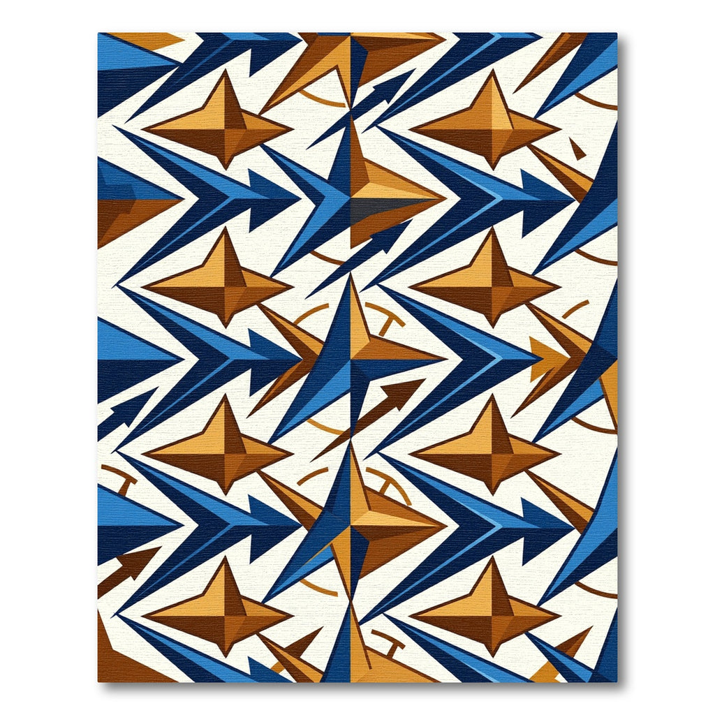 Geometric Navy and Golden Starburst Rug