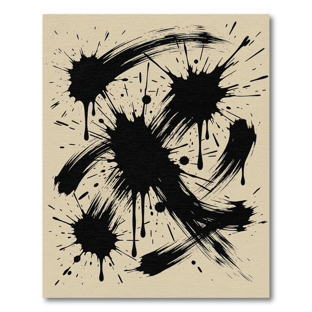 Abstract Black Ink Splatter Area Rug