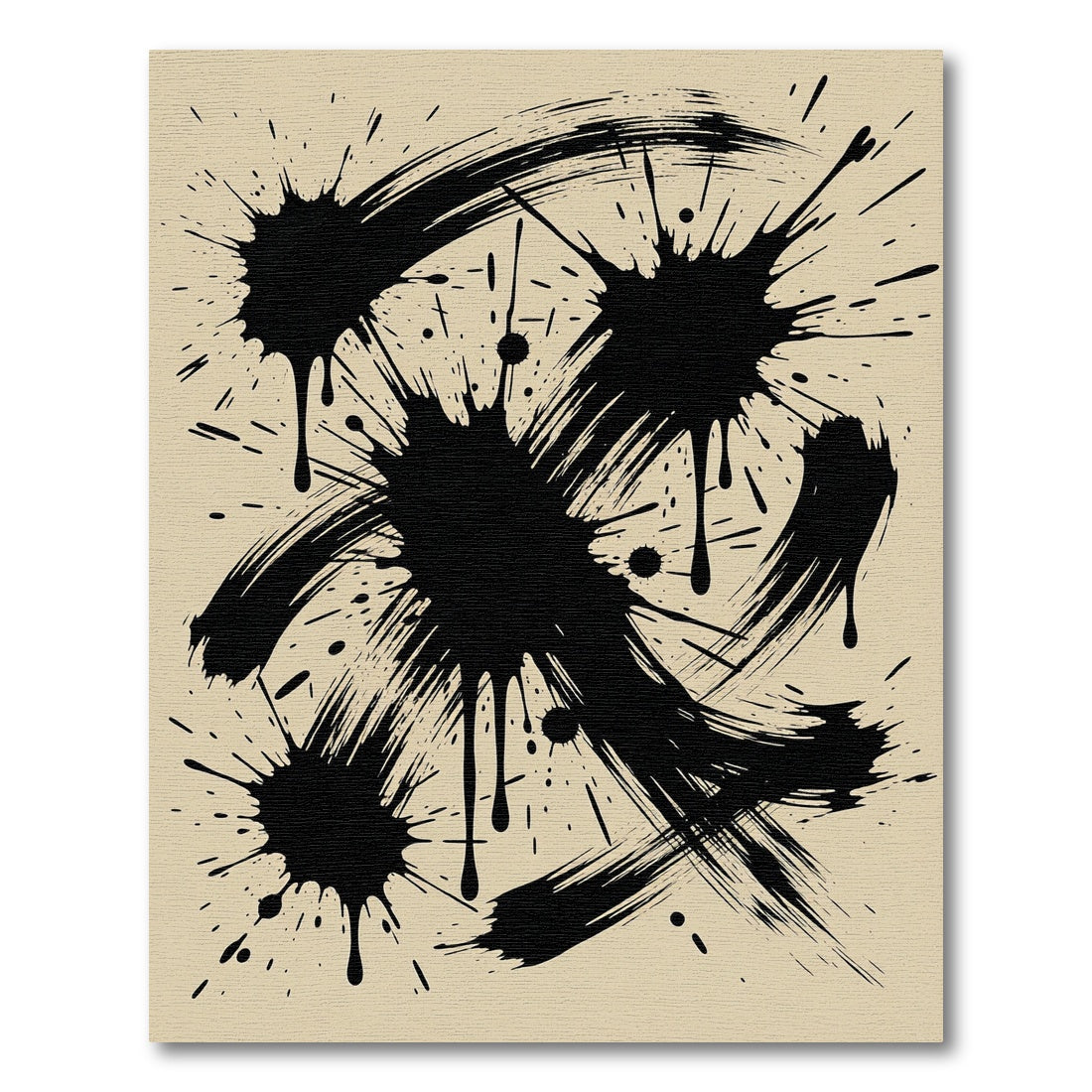 Abstract Black Ink Splatter Area Rug