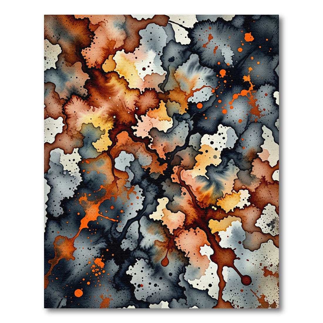 Abstract Watercolor Splatter Orange Gray Rug