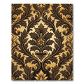 Gold Brown Acanthus Leaf Scroll Rug