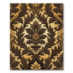 Gold Brown Acanthus Leaf Scroll Rug