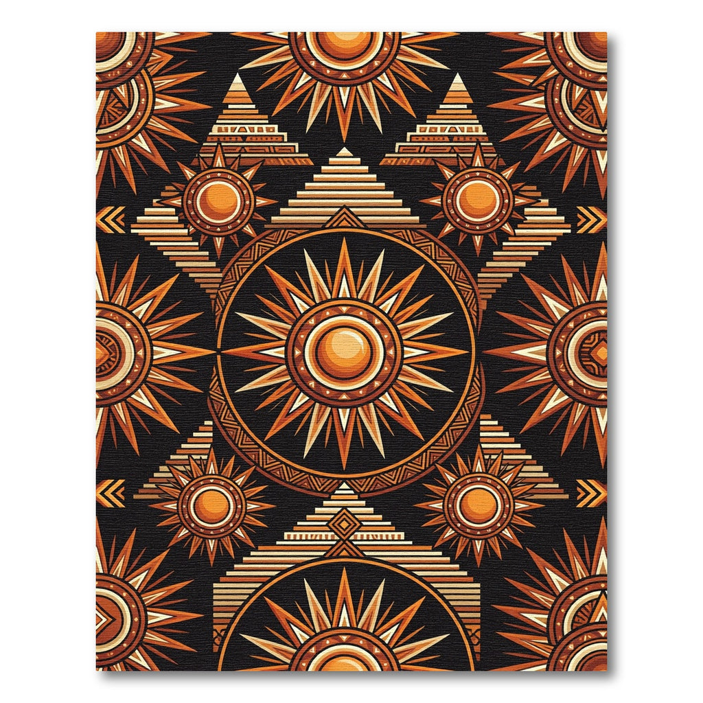 Golden Celestial Pyramid Sun Geometric Area Rug