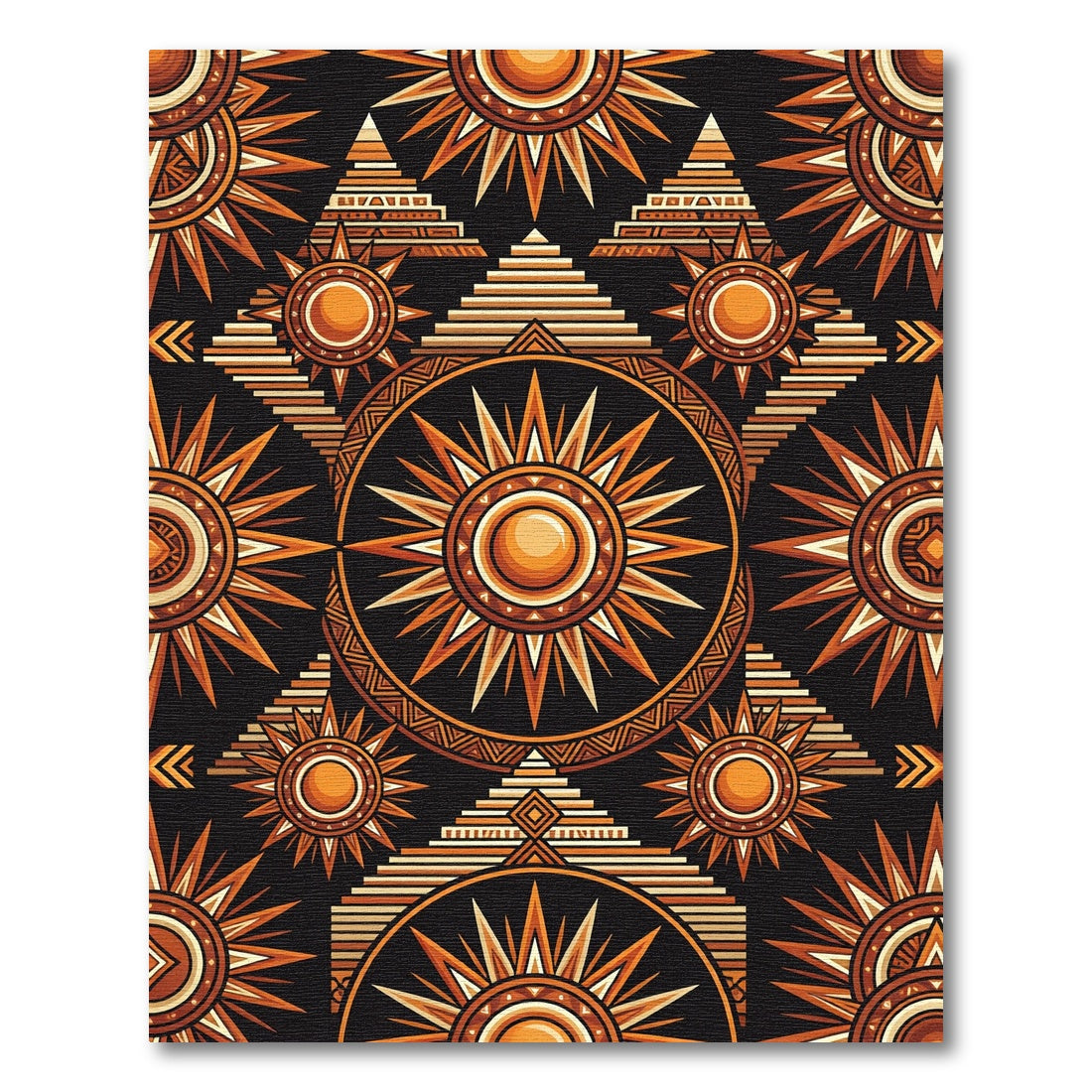 Golden Celestial Pyramid Sun Geometric Area Rug