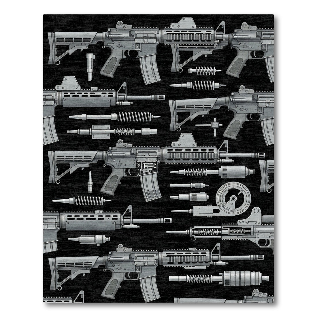 Tactical Monochrome Rifle Components Rug