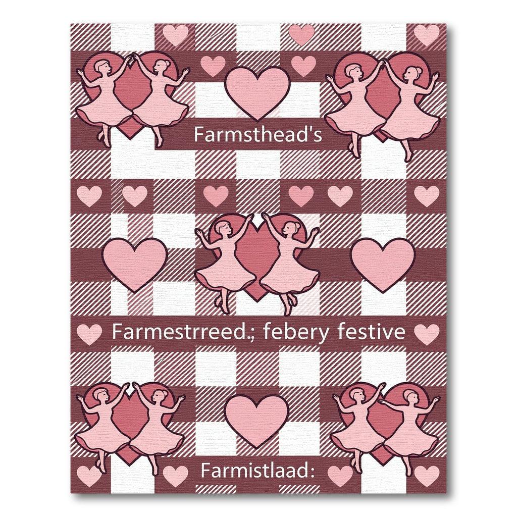 Blush Pink Dancing Girls Gingham Heart Rug