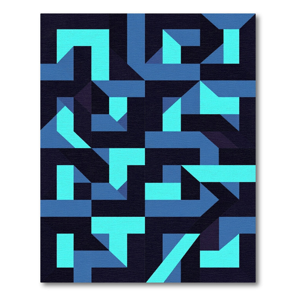 Deep Blue Geometric Abstract Rug