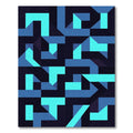 Deep Blue Geometric Abstract Rug