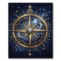 Golden Celestial Compass Navy Night Sky Rug