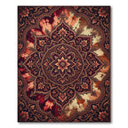 Rich Burgundy Floral Medallion Tie Dye Rug
