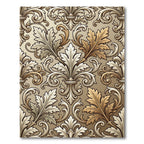 Elegant Gold White Acanthus Leaf Rug