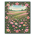 Whimsical Pink Floral Meadow Garden Rug