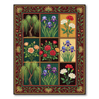 Botanical Garden Willow and Iris Grid Rug