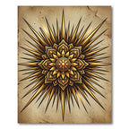 Radiant Golden Sunburst Mandala Rug