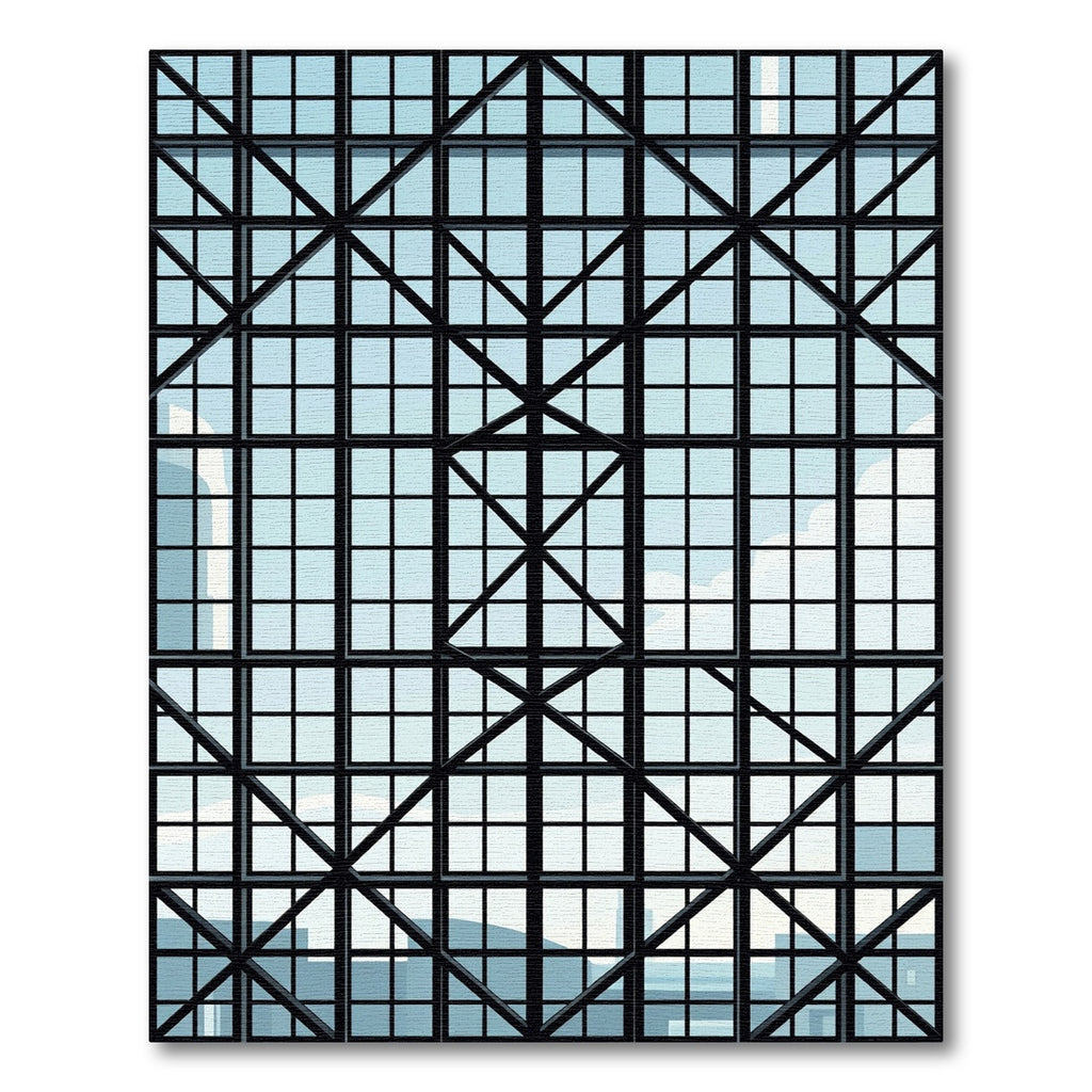 Architectural Sky Blue Structural Grid Rug