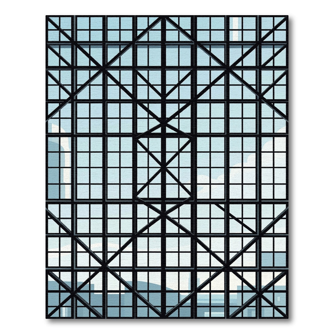 Architectural Sky Blue Structural Grid Rug