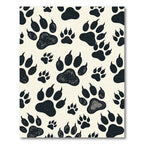 Black and Cream Wildlife Paw Track Rug