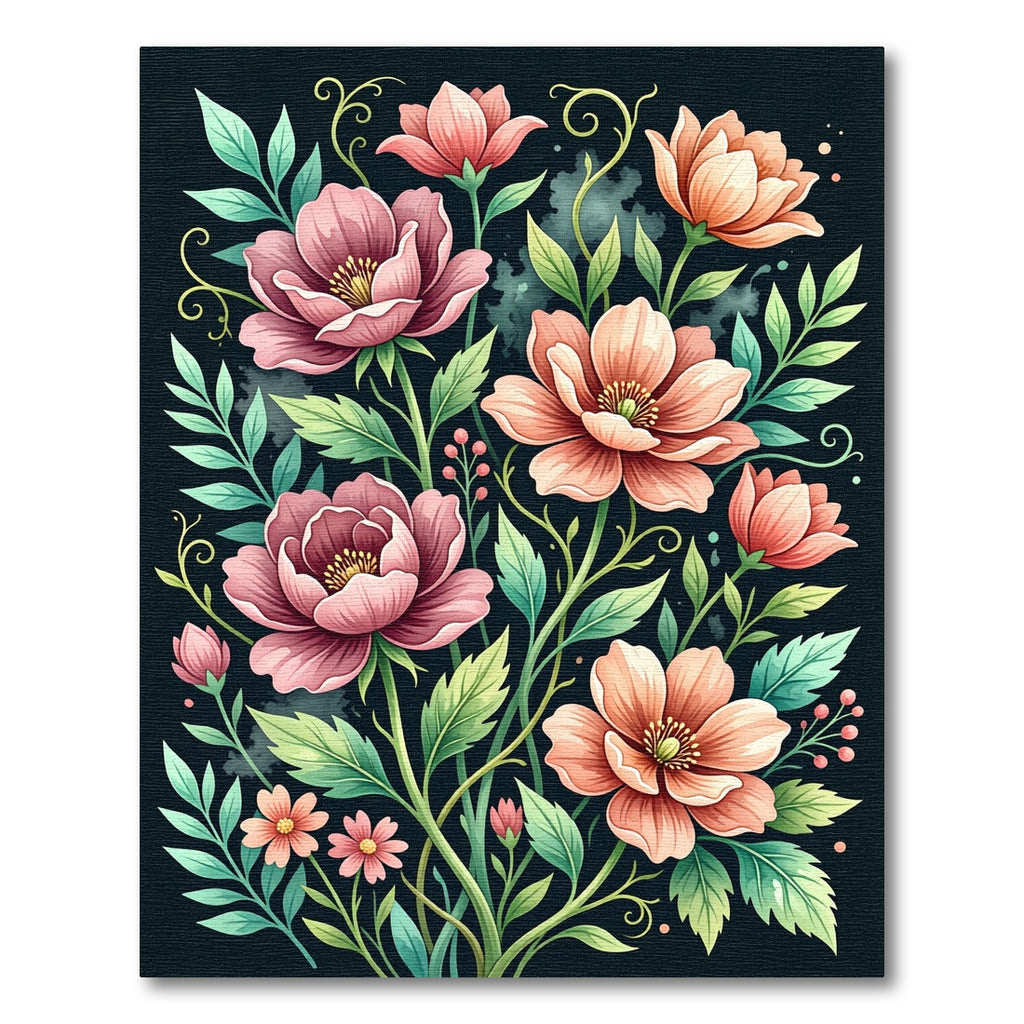 Elegant Pink Botanical Garden Art Rug