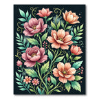 Elegant Pink Botanical Garden Art Rug