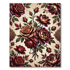 Rich Red Rose Floral Arrangement Rug
