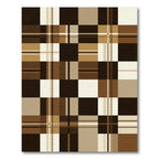 Modern Brown and Tan Plaid Grid Rug