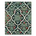 Emerald Pomegranate Floral Damask Art Rug