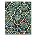 Emerald Pomegranate Floral Damask Art Rug