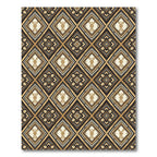 Golden Black Diamond Geometric Medallion Rug