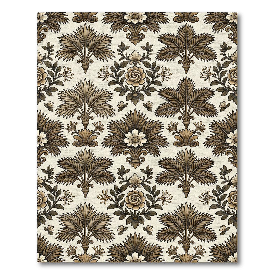 Brown Floral Acanthus Damask Rug