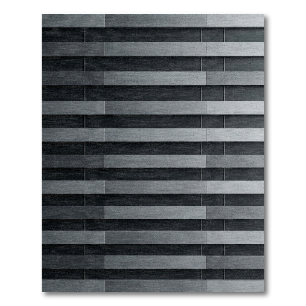 Sophisticated Charcoal Gray Linear Architectural Layered Rug