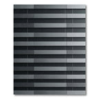 Sophisticated Charcoal Gray Linear Architectural Layered Rug