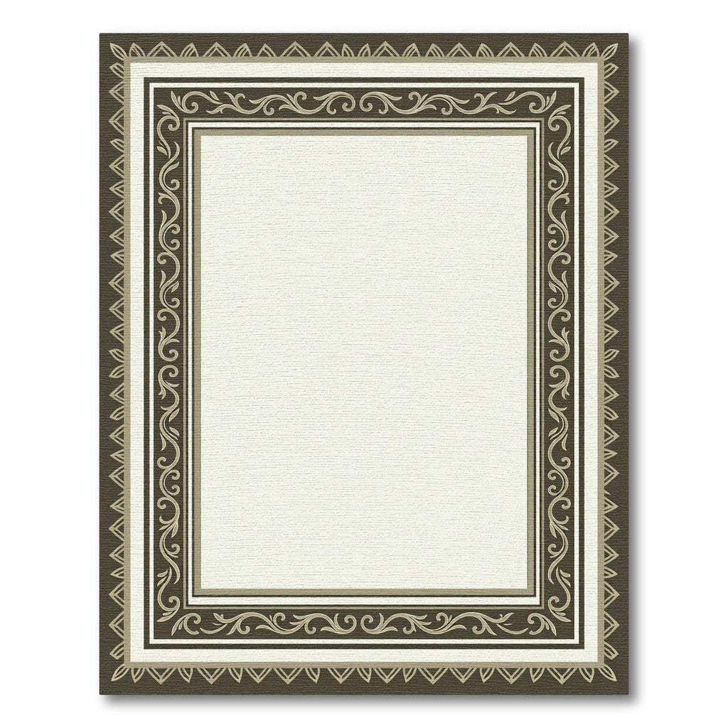 Classic Brown Cream Scroll Border Rug