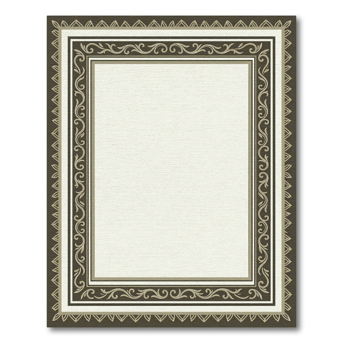 Classic Brown Cream Scroll Border Rug