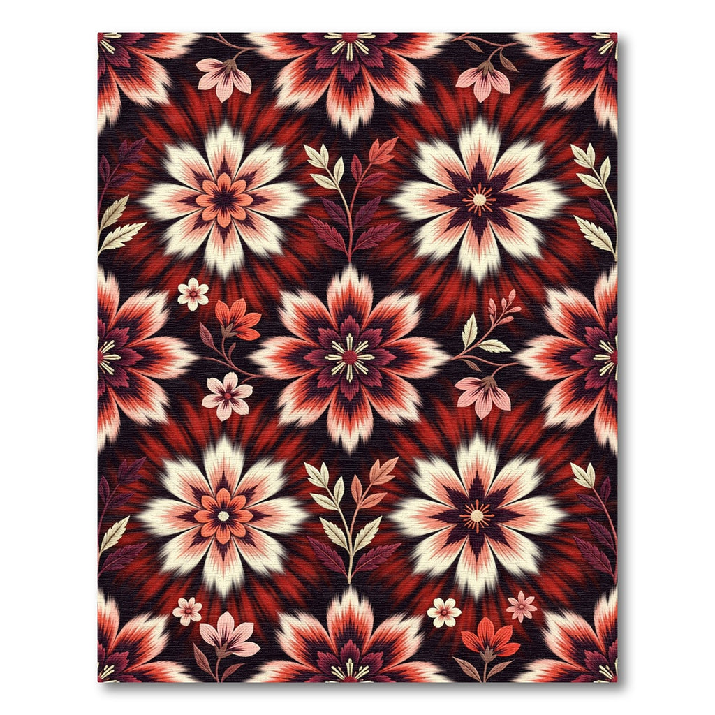 Burgundy Cream Floral Starburst Rug