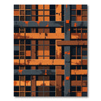 Orange Gray Geometric Grungy Lattice Rug