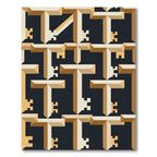 Geometric Champagne Chained Key Tile Rug
