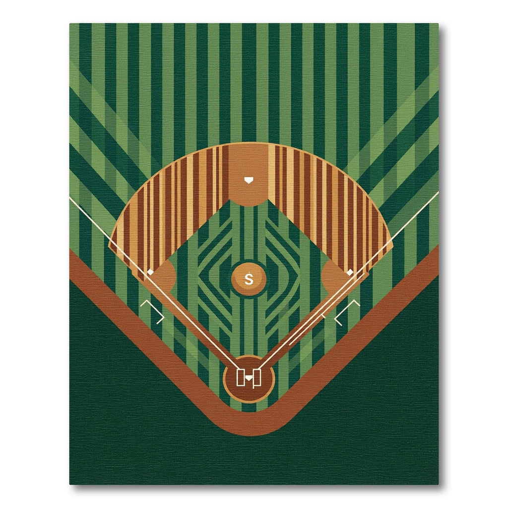 Geometric Green Baseball Field Art Rug