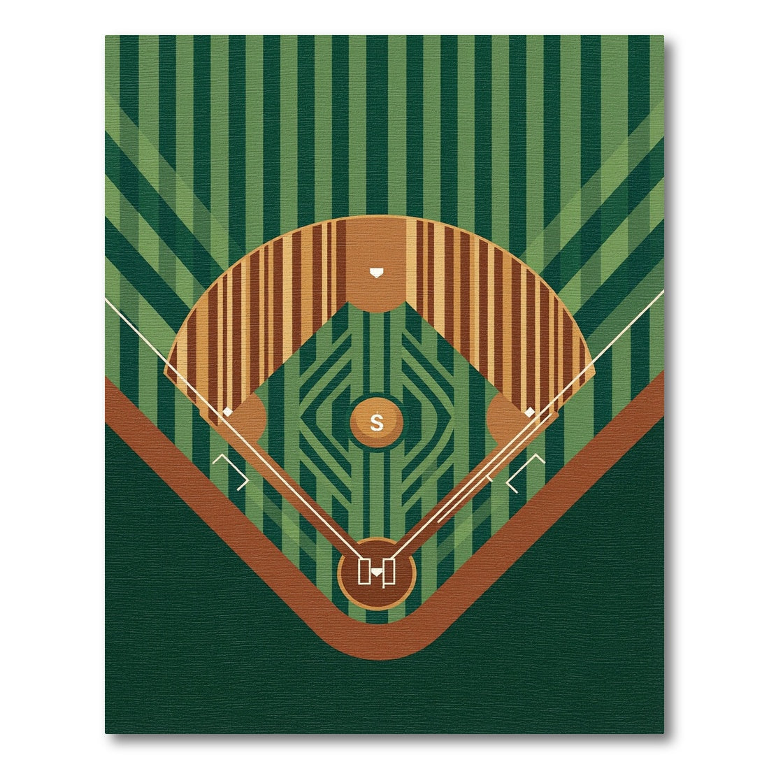 Geometric Green Baseball Field Art Rug