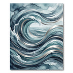 Deep Blue Watercolor Wave Art Rug