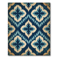 Deep Blue Cream Ikat Blossom Rug