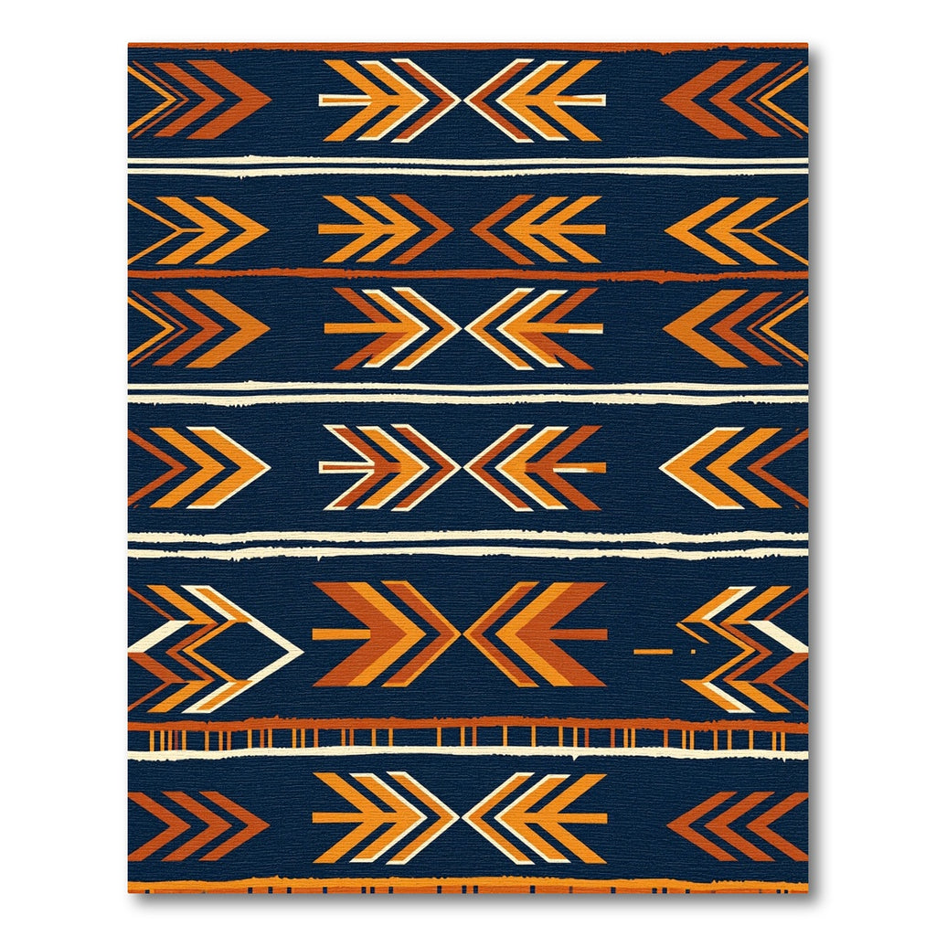 Earthy Navy Geometric Arrow Stripe Rug