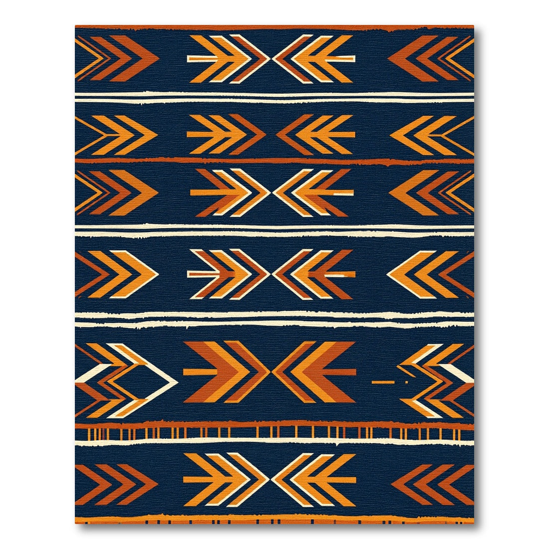 Earthy Navy Geometric Arrow Stripe Rug