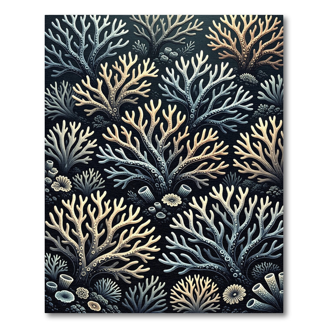 Marine Coral Branch Botanical Illustration Rug