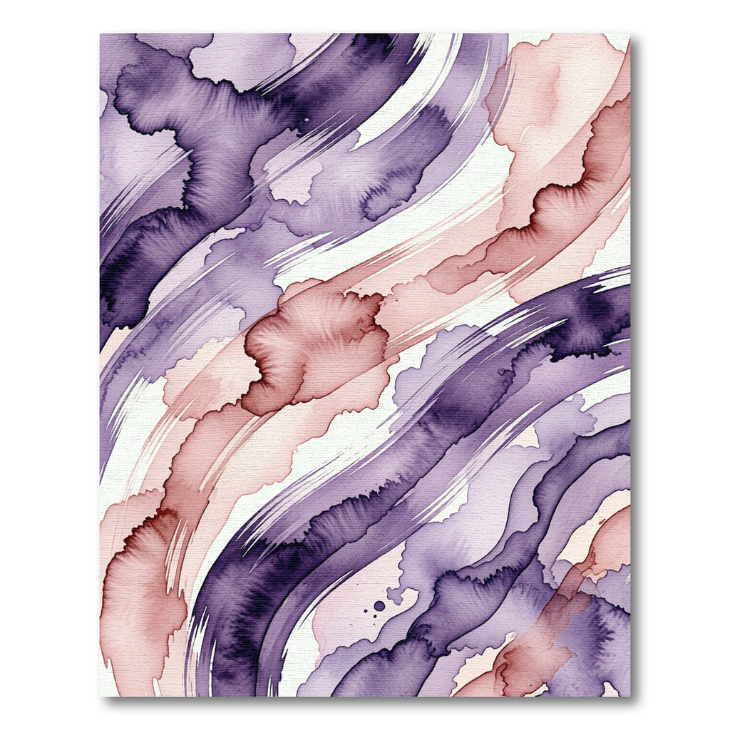 Ethereal Plum and Dusty Rose Abstract Wave Rug