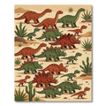 Whimsical Multi-Colored Dinosaur Wildlife Illustration Rug
