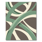 Modern Sage Cream Intertwining Abstract Curves Rug
