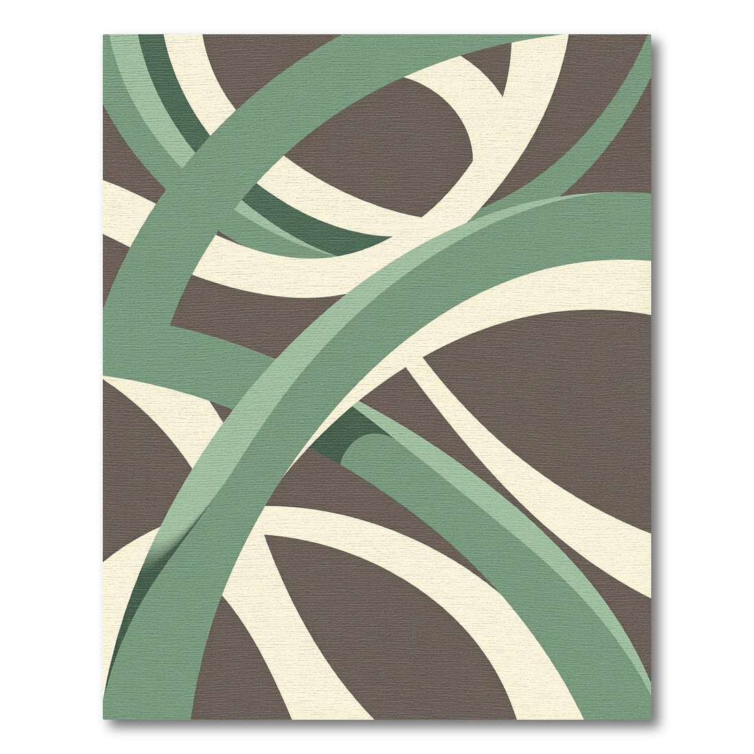 Modern Sage Cream Intertwining Abstract Curves Rug
