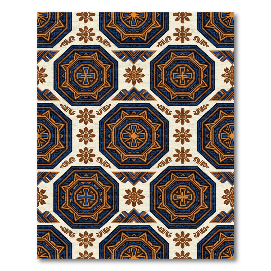 Blue and Golden Octagonal Medallion Rug
