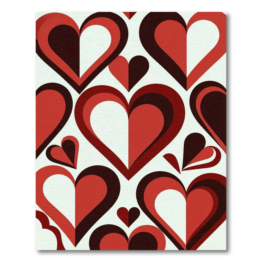 Bold Geometric Red Heart Mosaic Rug